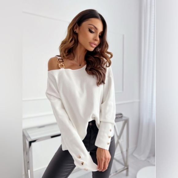 Draped Diva Drop Shoulder Long Sleeve Top - Picture 2 of 4